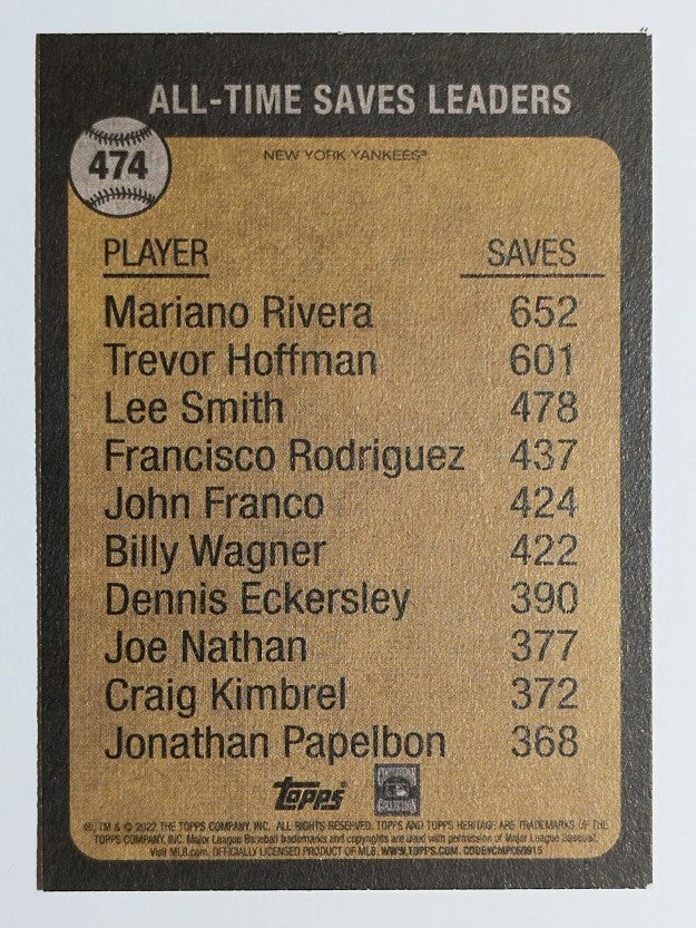 2022 Topps Heritage #474 Mariano Rivera SP