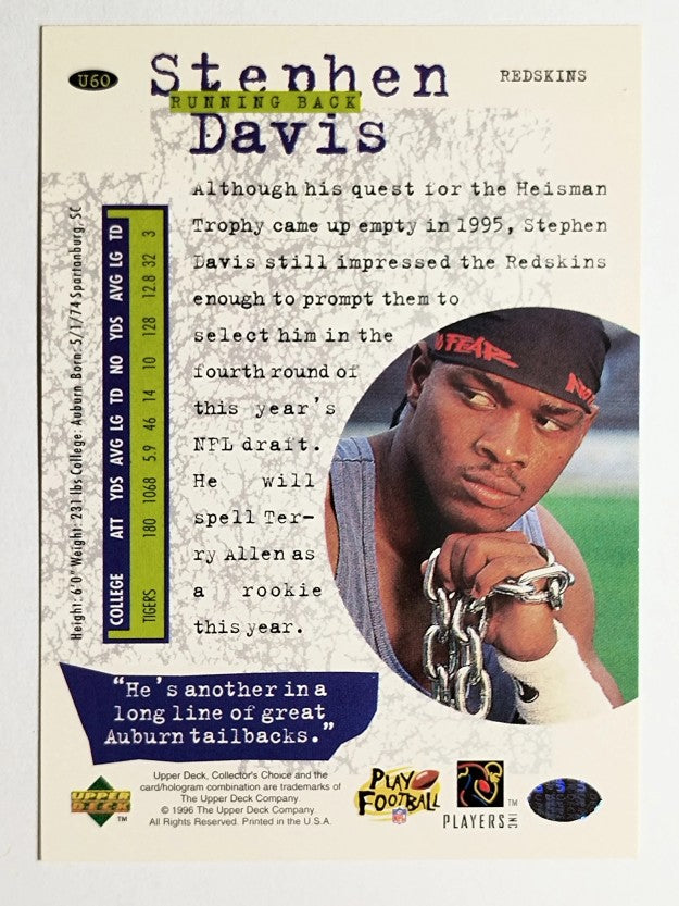 1996 Collector's Choice Update #U60 Stephen Davis