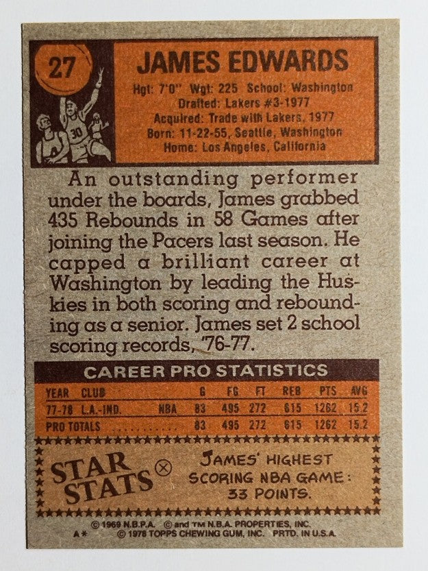 1978-79 Topps #27 James Edwards RC (MINT)