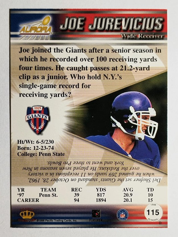 1998 Aurora #115 Joe Jurevicius RC