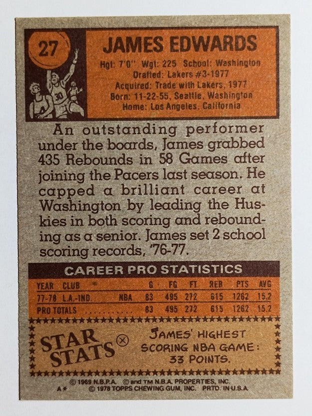 1978-79 Topps #27 James Edwards RC (NM)