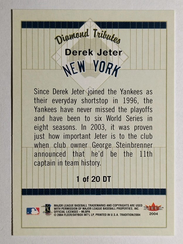 2004 Fleer Tradition Diamond Tributes #1 Derek Jeter