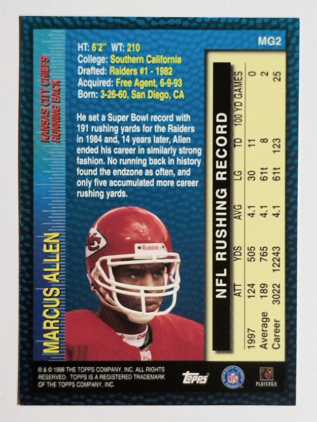 1998 Topps Measures of Greatness #MG2 Marcus Allen