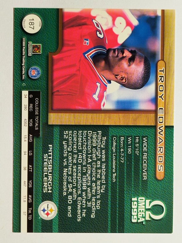 1999 Pacific Omega #187 Troy Edwards RC