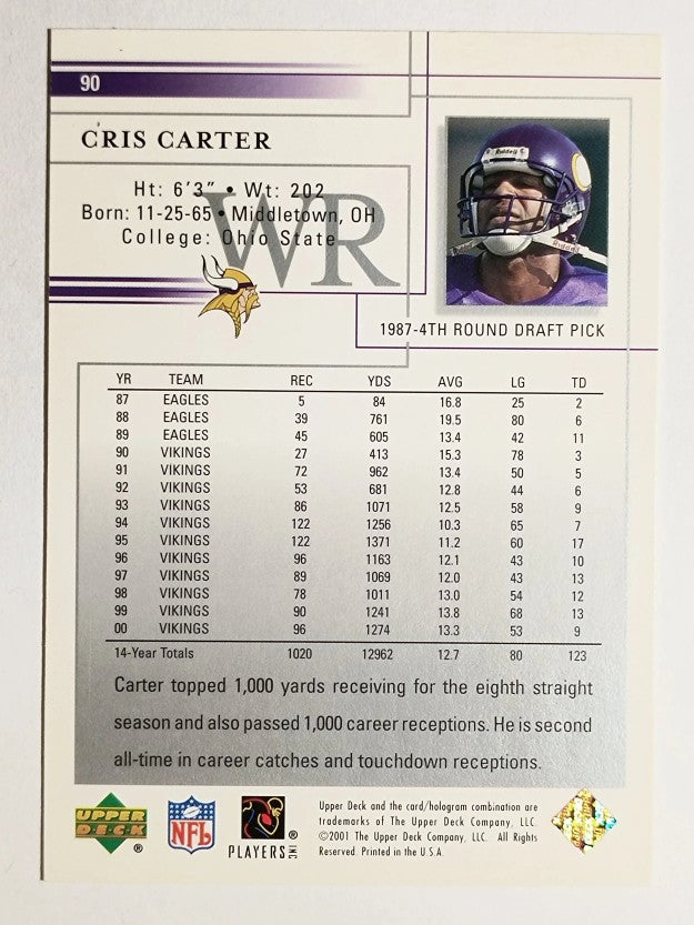 2001 Upper Deck #90 Cris Carter