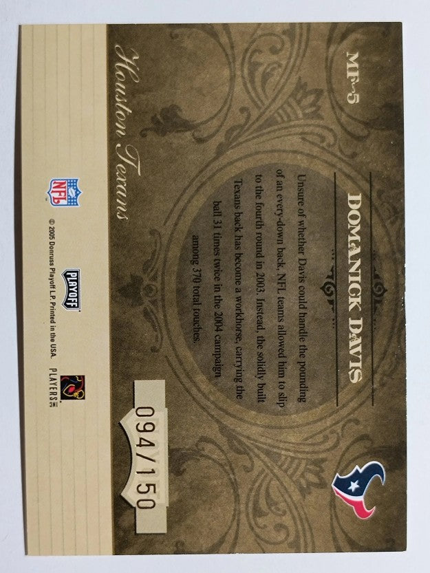 2005 Absolute Memorabilia Marks of Fame Gold #5 Domanick Davis