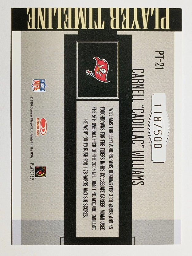 2006 Donruss Gridiron Gear Player Timeline Gold #PT21 Cadillac Williams