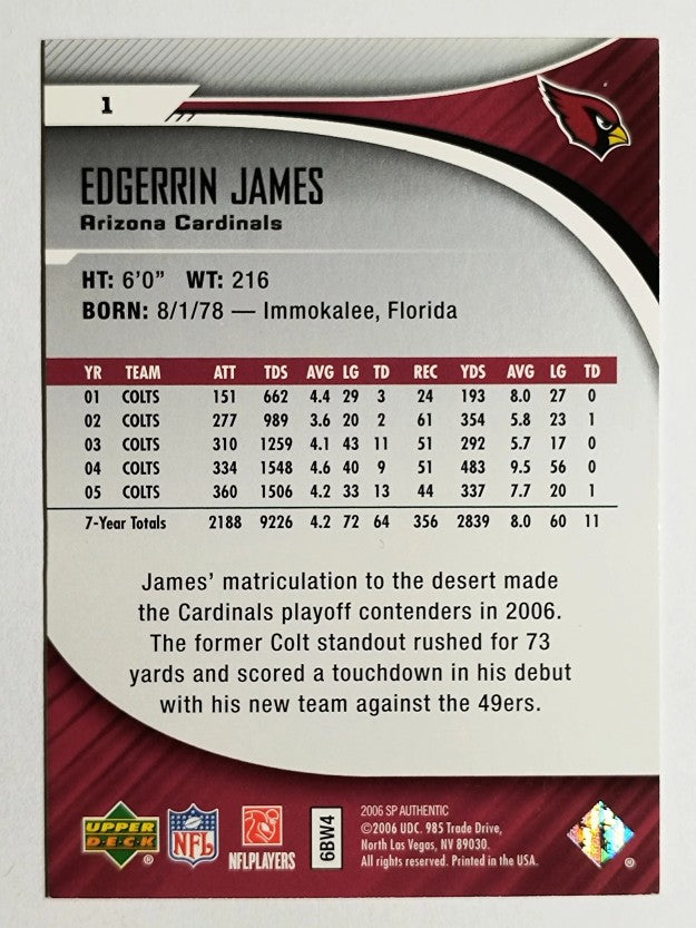2006 SP Authentic #1 Edgerrin James