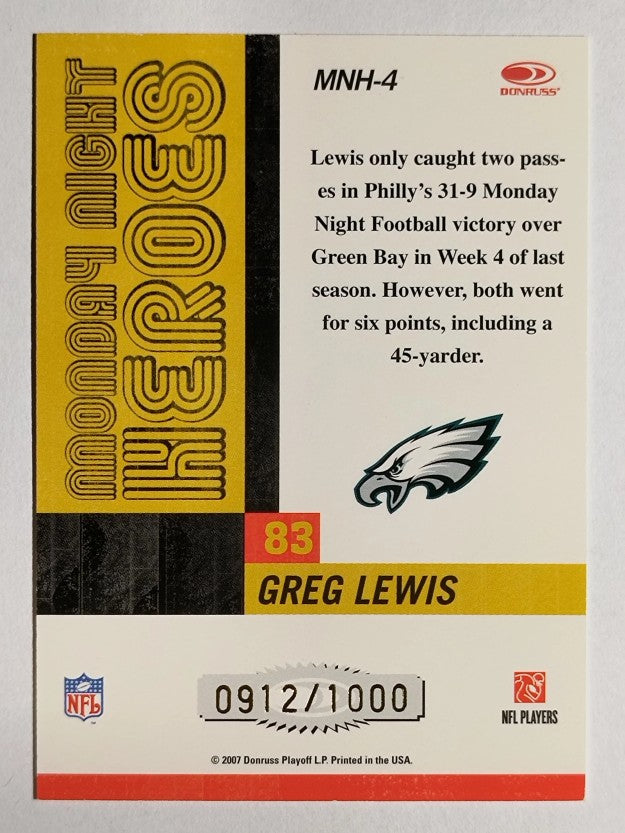 2007 Donruss Classics Monday Night Heroes Bronze #4 Greg Lewis