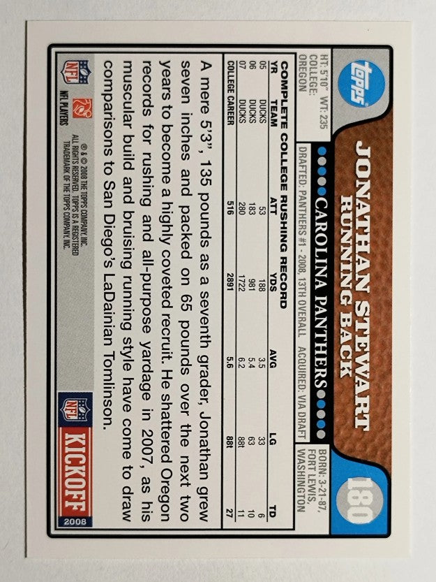 2008 Topps Kickoff #180 Jonathan Stewart RC