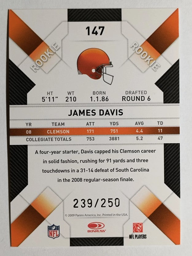 2009 Donruss Threads Silver Holofoil #147 James Davis