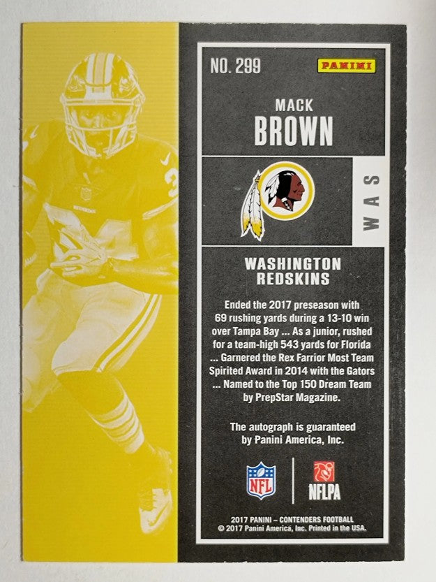 2017 Panini Contenders #299 Mack Brown AU RC