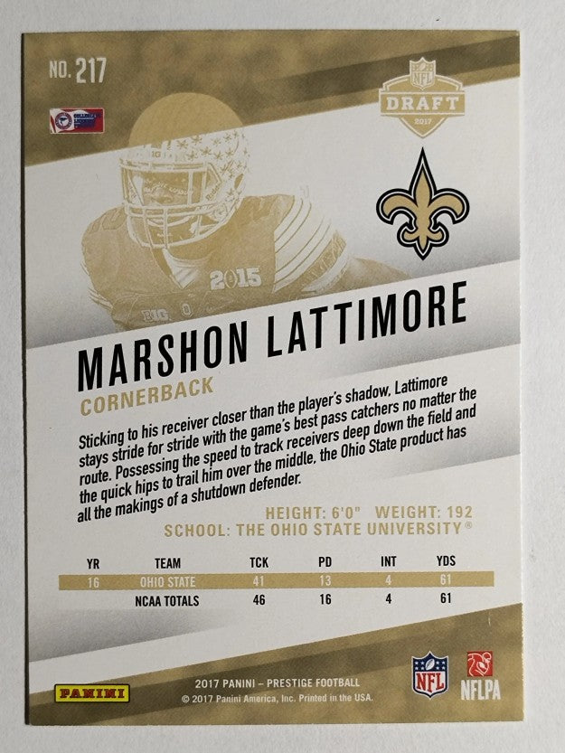 2017 Prestige #217 Marshon Lattimore RC
