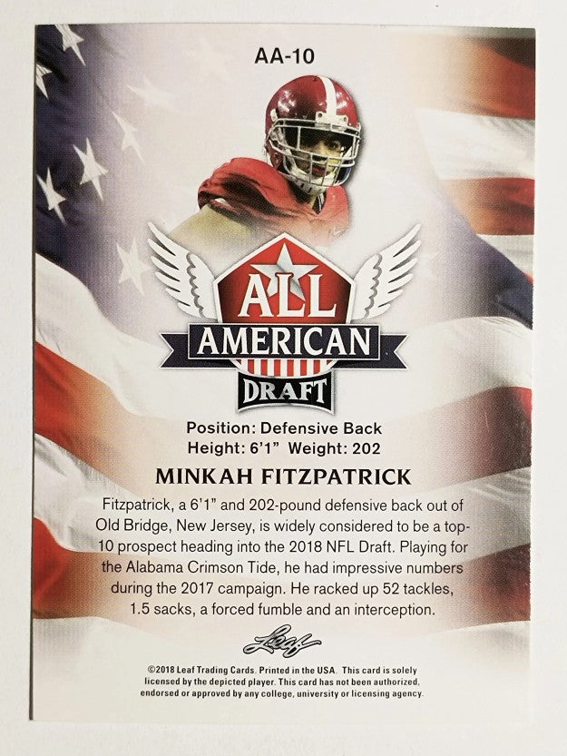 2018 Leaf Draft All American #AA10 Minkah Fitzpatrick