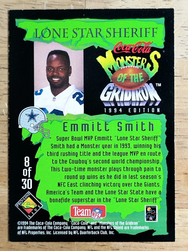 1994 Coke Monsters of the Gridiron #8 Emmitt Smith