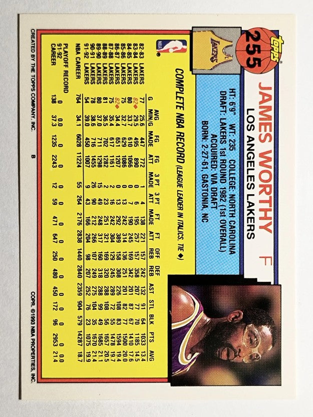 1992-93 Topps #255 James Worthy