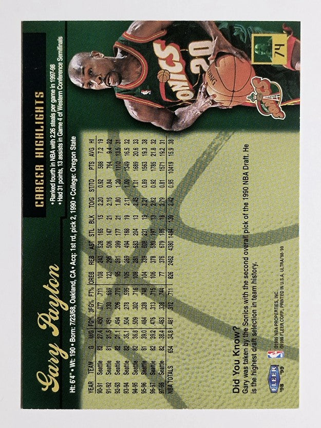 1998-99 Ultra #74 Gary Payton