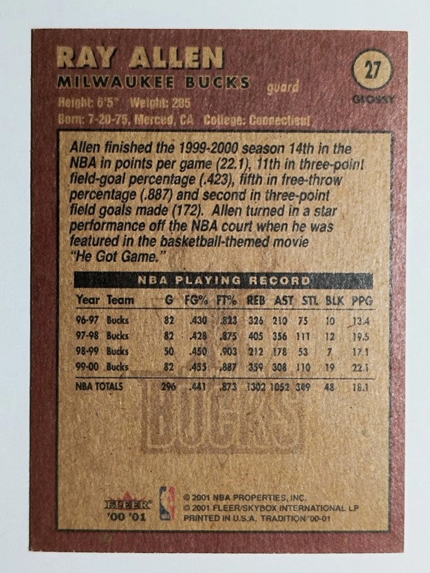 2000-01 Fleer Glossy #27 Ray Allen