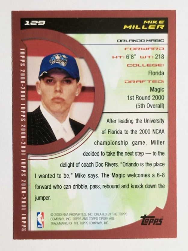 2000-01 Topps Tip-Off #129 Mike Miller RC