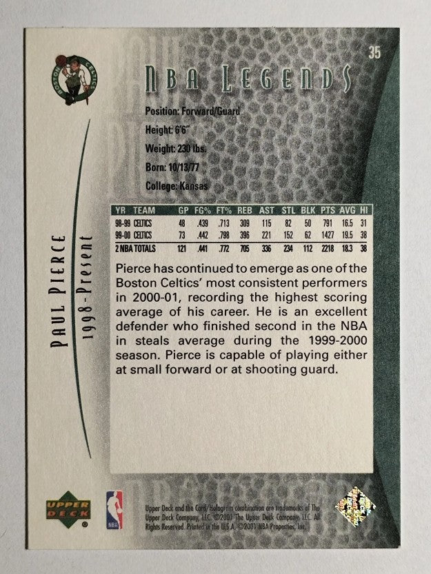 2001-02 Upper Deck Legends #35 Paul Pierce