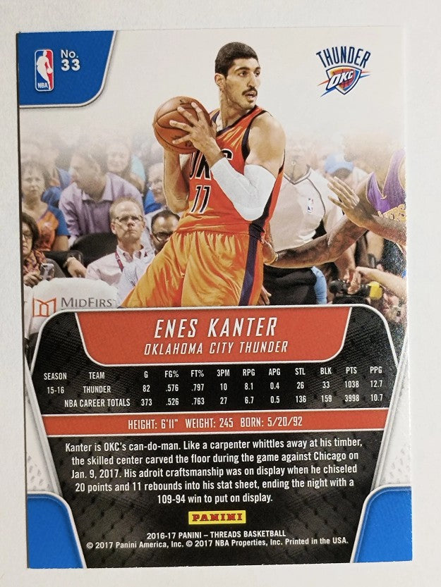 2016-17 Panini Threads #33 Enes Kanter