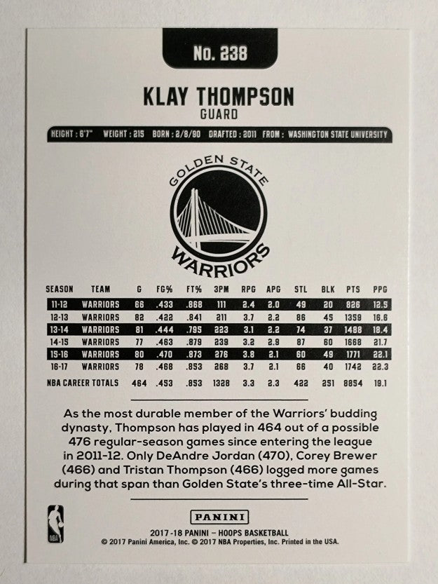 2017-18 Hoops #238 Klay Thompson