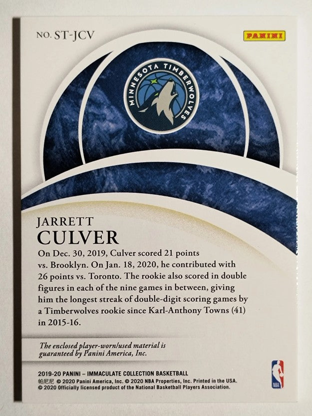 2019-20 Immaculate Collection The Standard Relics #65 Jarrett Culver/99