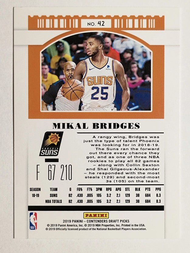 2019-20 Panini Contenders Draft Picks Variations #42 Mikal Bridges