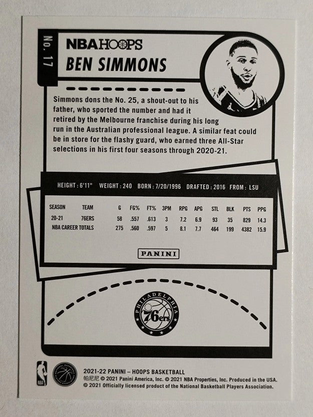 2021-22 Hoops #17 Ben Simmons