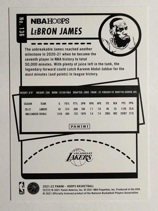 2021-22 Hoops #136 LeBron James