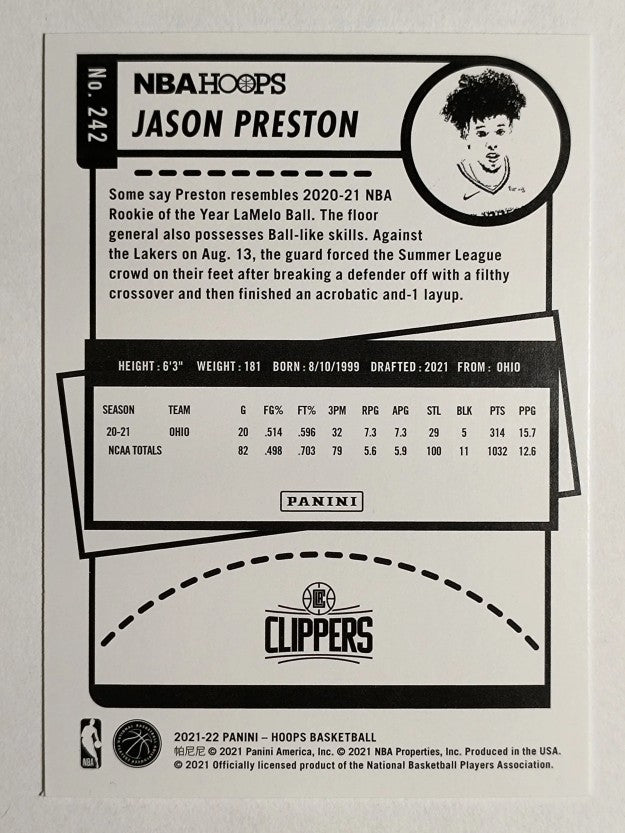 2021-22 Hoops #242 Jason Preston RC