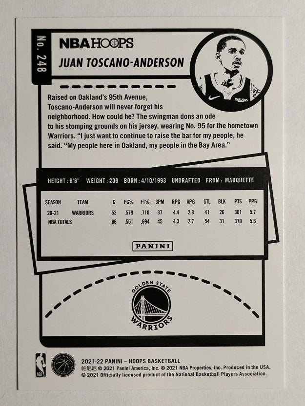 2021-22 Hoops Blue #248 Juan Toscano-Anderson