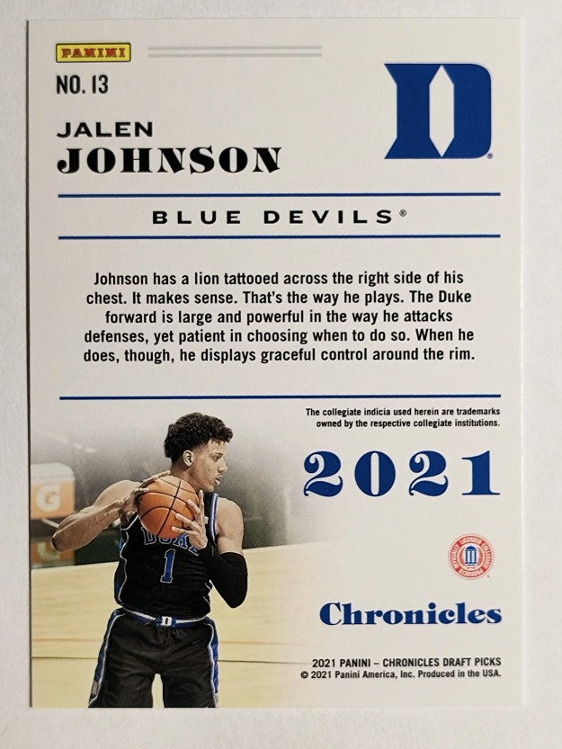 2021-22 Panini Chronicles Draft Picks #13 Jalen Johnson