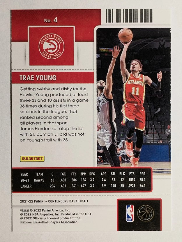 2021-22 Panini Contenders #4 Trae Young