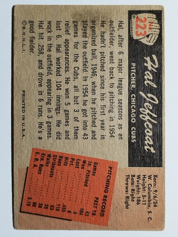 1955 Bowman #223 Hal Jeffcoat (GOOD)