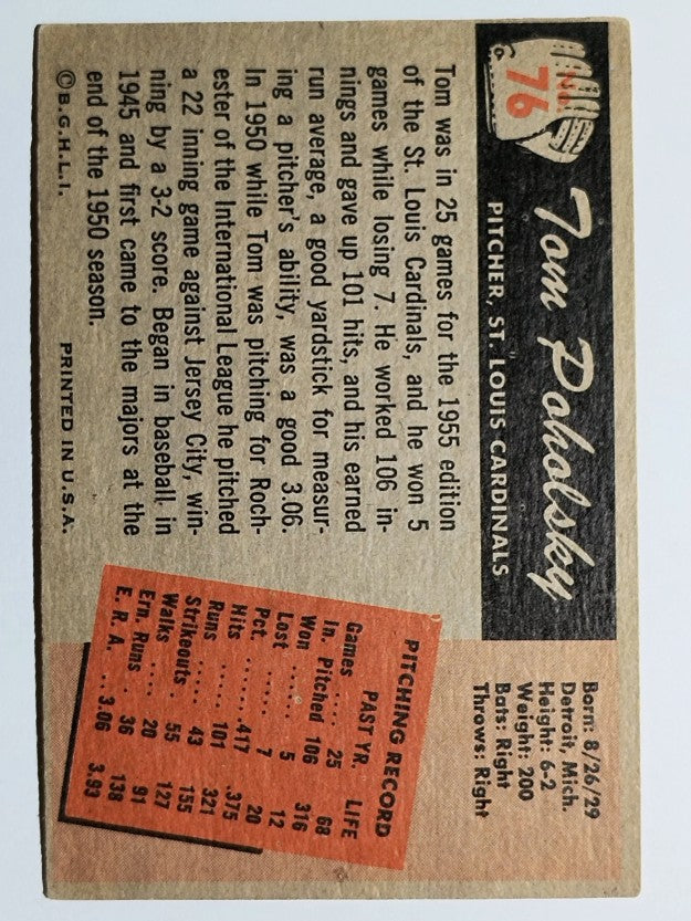 1955 Bowman #76 Tom Poholsky (VG)