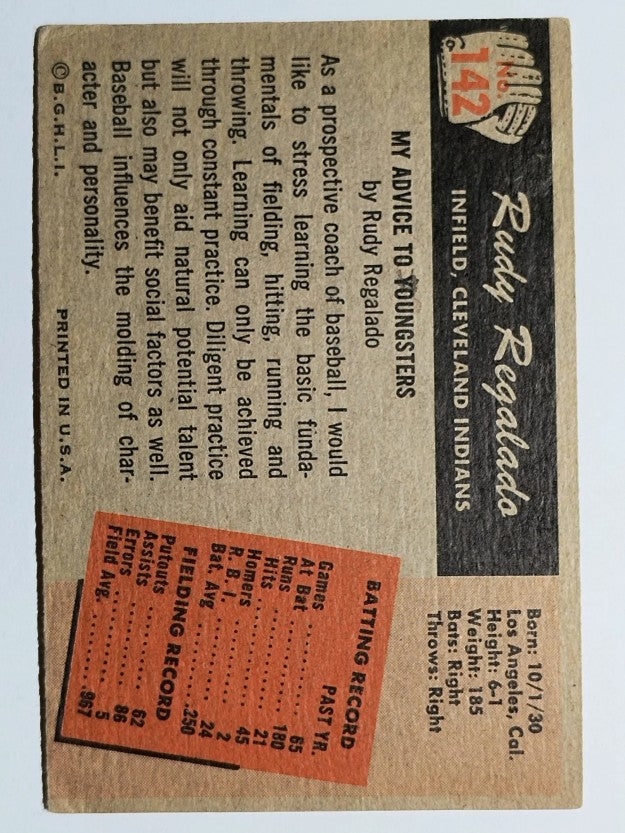 1955 Bowman #142 Rudy Regalado RC (VG)
