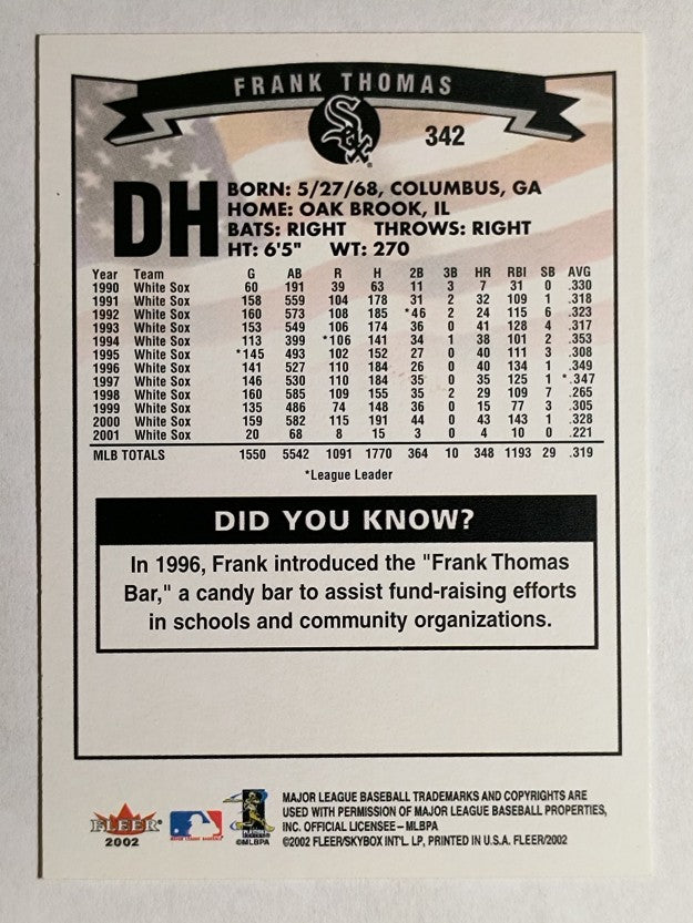 2002 Fleer #342 Frank Thomas