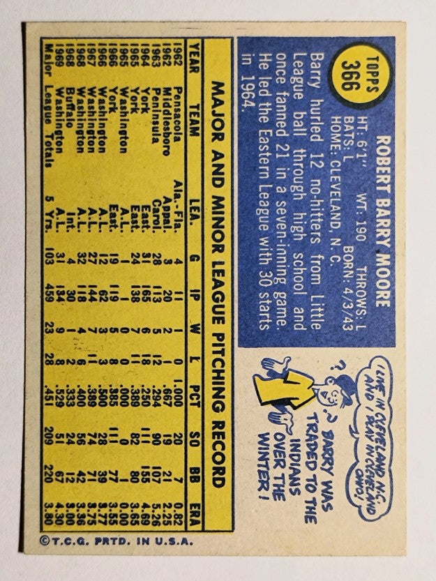 1970 Topps #366 Barry Moore (EXMT)