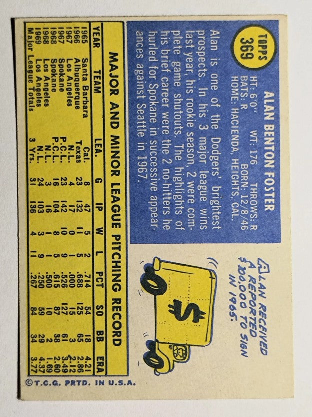 1970 Topps #369 Alan Foster (EXMT)