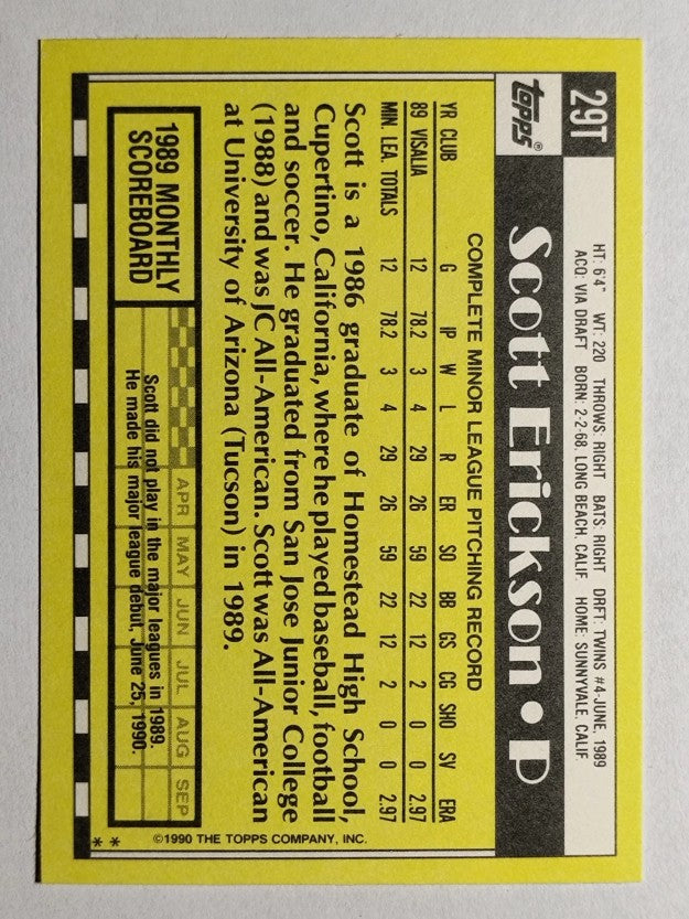 1990 Topps Traded #29T Scott Erickson RC
