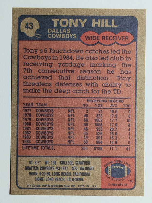 1985 Topps #43 Tony Hill