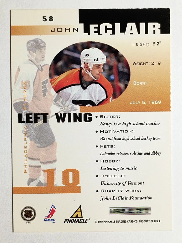 1997-98 Pinnacle Inside #58 John LeClair