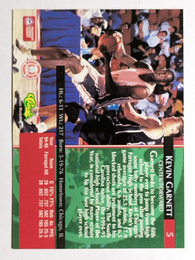 1995 Classic #5 Kevin Garnett