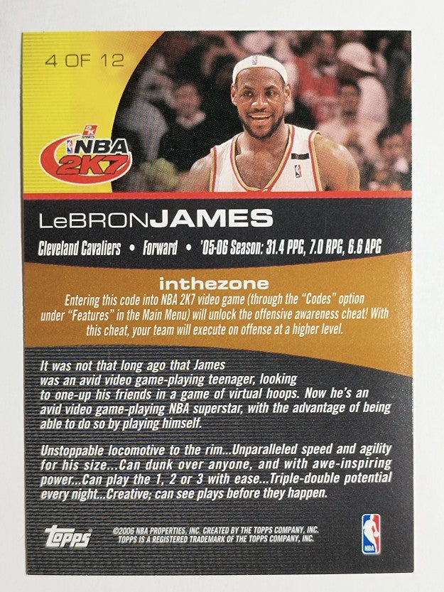 2006-07 Topps 2K7 Promotion #4 LeBron James