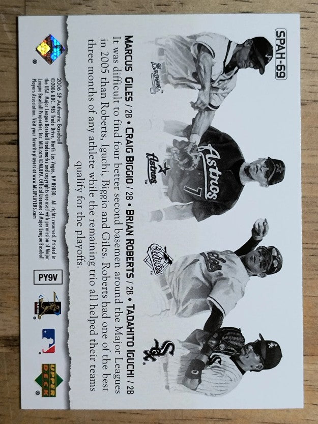 2006 SP Authentic Baseball Heroes #69 Craig Biggio/Brian Roberts/Tadahito Iguchi
