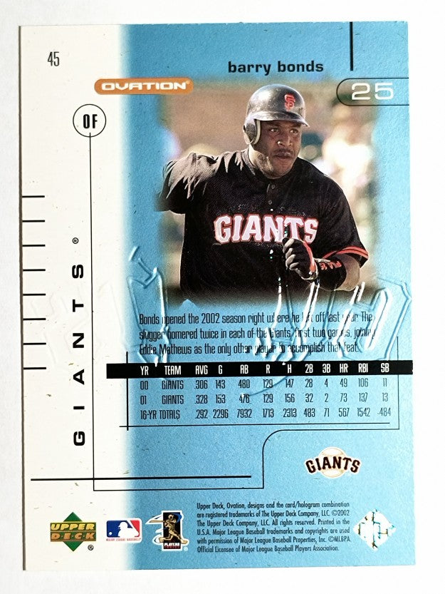 2002 Upper Deck Ovation #45 Barry Bonds