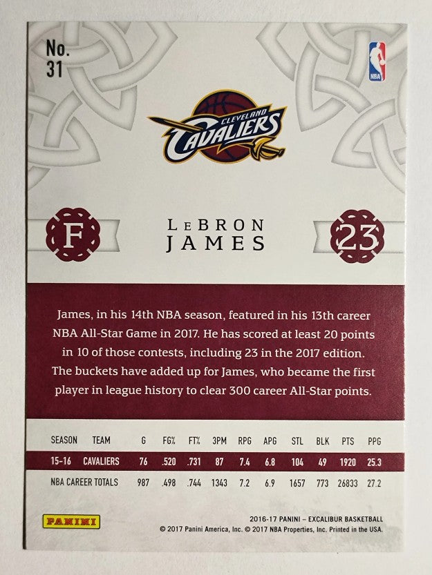 2016-17 Panini Excalibur #31 LeBron James