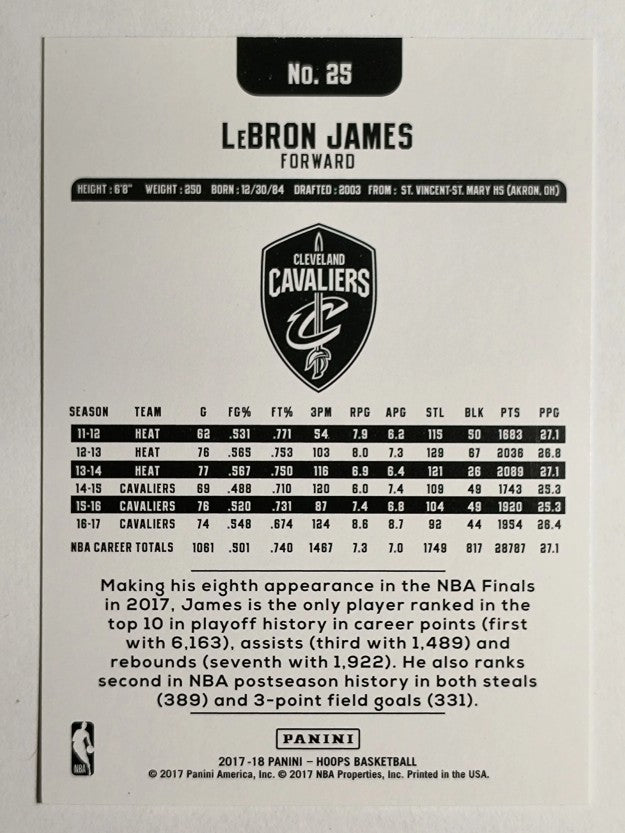 2017-18 Hoops #25 LeBron James