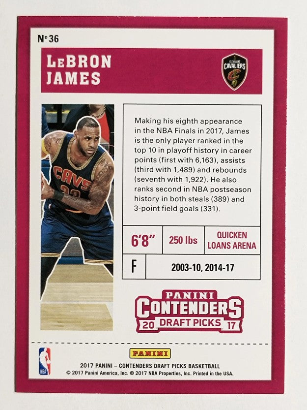 2017-18 Panini Contenders Draft Picks #36A LeBron James/blue jersey